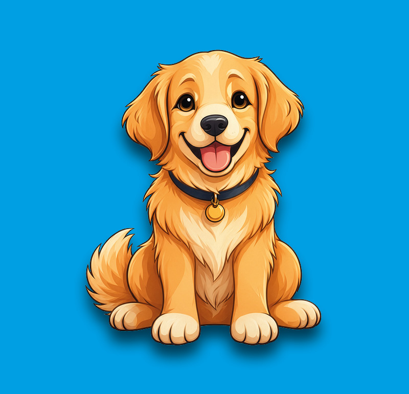 Golden Retriever, an illustration of the British dog breed