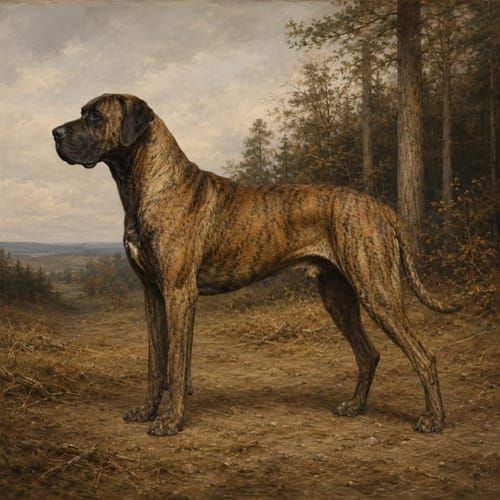 Early Boar hunting dogs, an illustration of the British dog breed