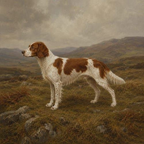 Old Welsh Land Spaniels, an illustration of the British dog breed