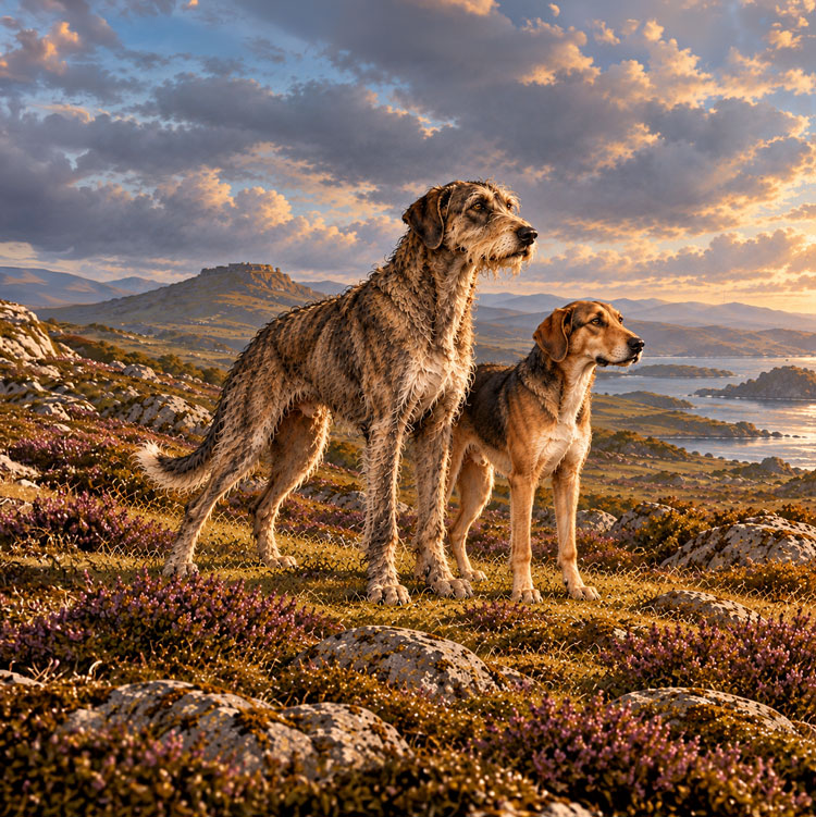 Old hunting dogs of the Celts, an illustration of the British dog breed