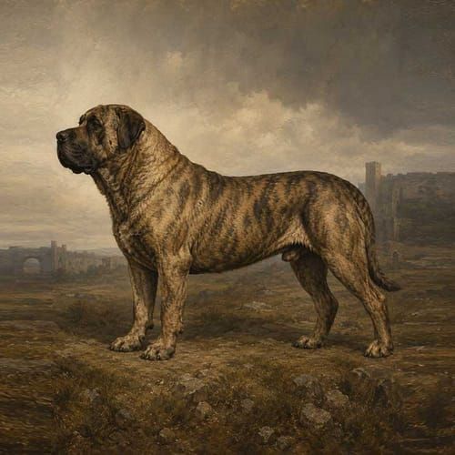 Alaunt war dogs, an illustration of the British dog breed