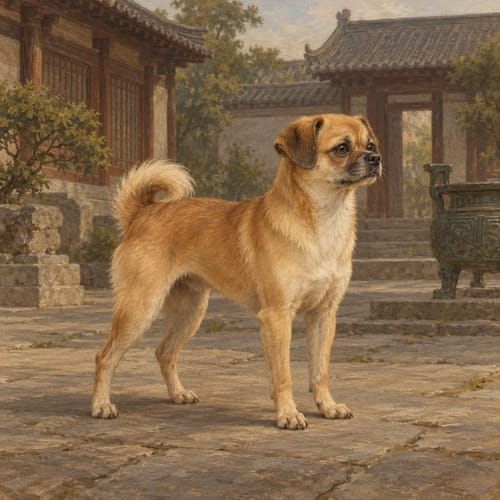 Ancient Chinese court dogs, an illustration of the British dog breed