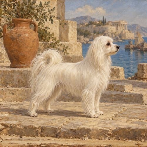 Ancient Melitaean dogs, an illustration of the British dog breed