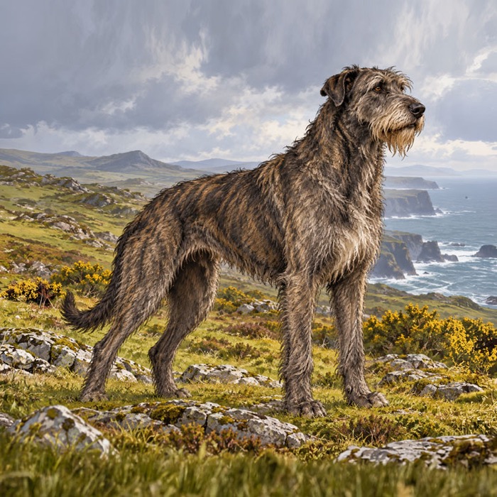 Ancient wolf hound, an illustration of the British dog breed