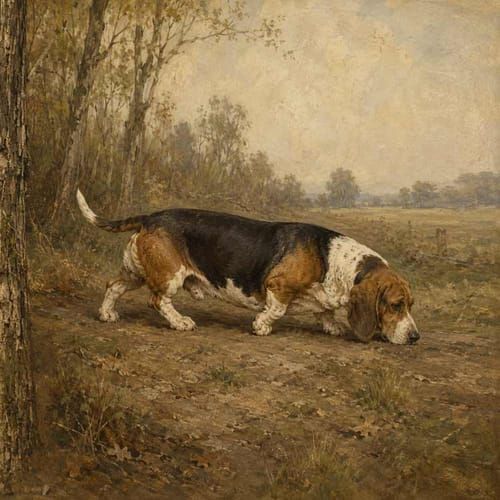 Basset and heavy Hounds, an illustration of the British dog breed