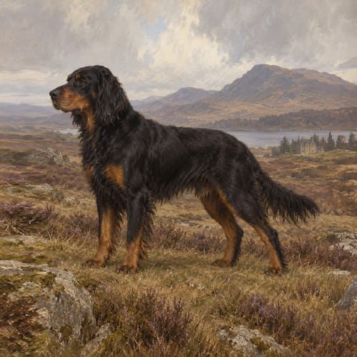 Old black-and-tan Setters, an illustration of the British dog breed