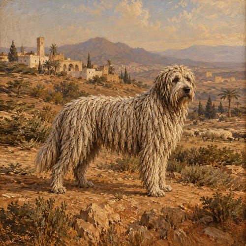 Corded herding dogs, an illustration of the British dog breed