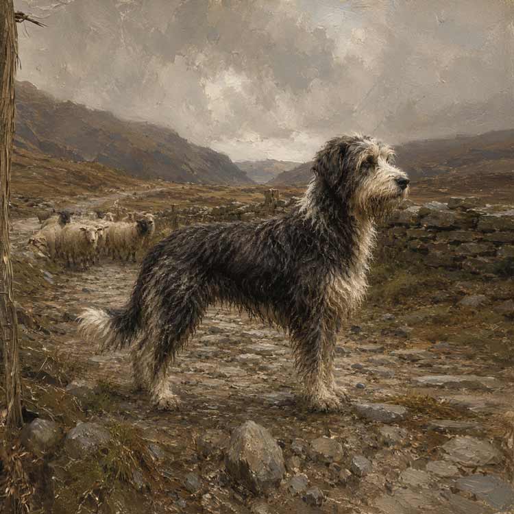 Old hill and bearded collies