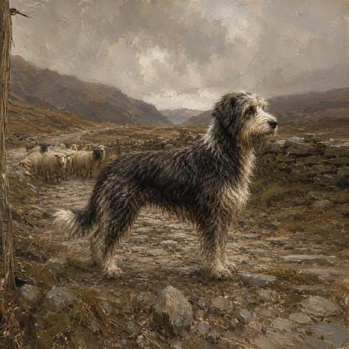 Old hill and bearded Collies, an illustration of the British dog breed