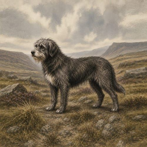Old Welsh Grey Sheepdog, an illustration of the British dog breed
