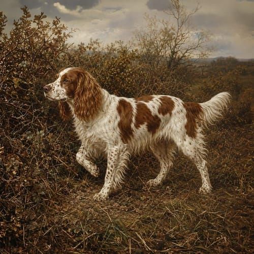 Land Spaniels, an illustration of the British dog breed