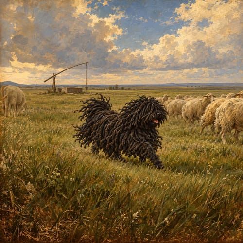 Puli, an illustration of the British dog breed