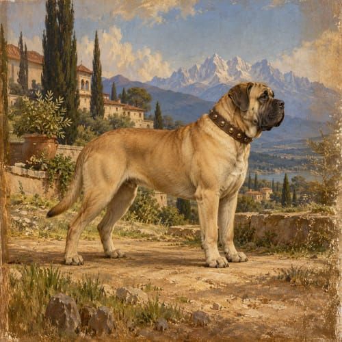 Roman Molossers, an illustration of the British dog breed
