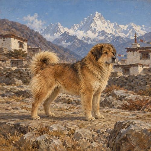 Tibetan village dogs, an illustration of the British dog breed