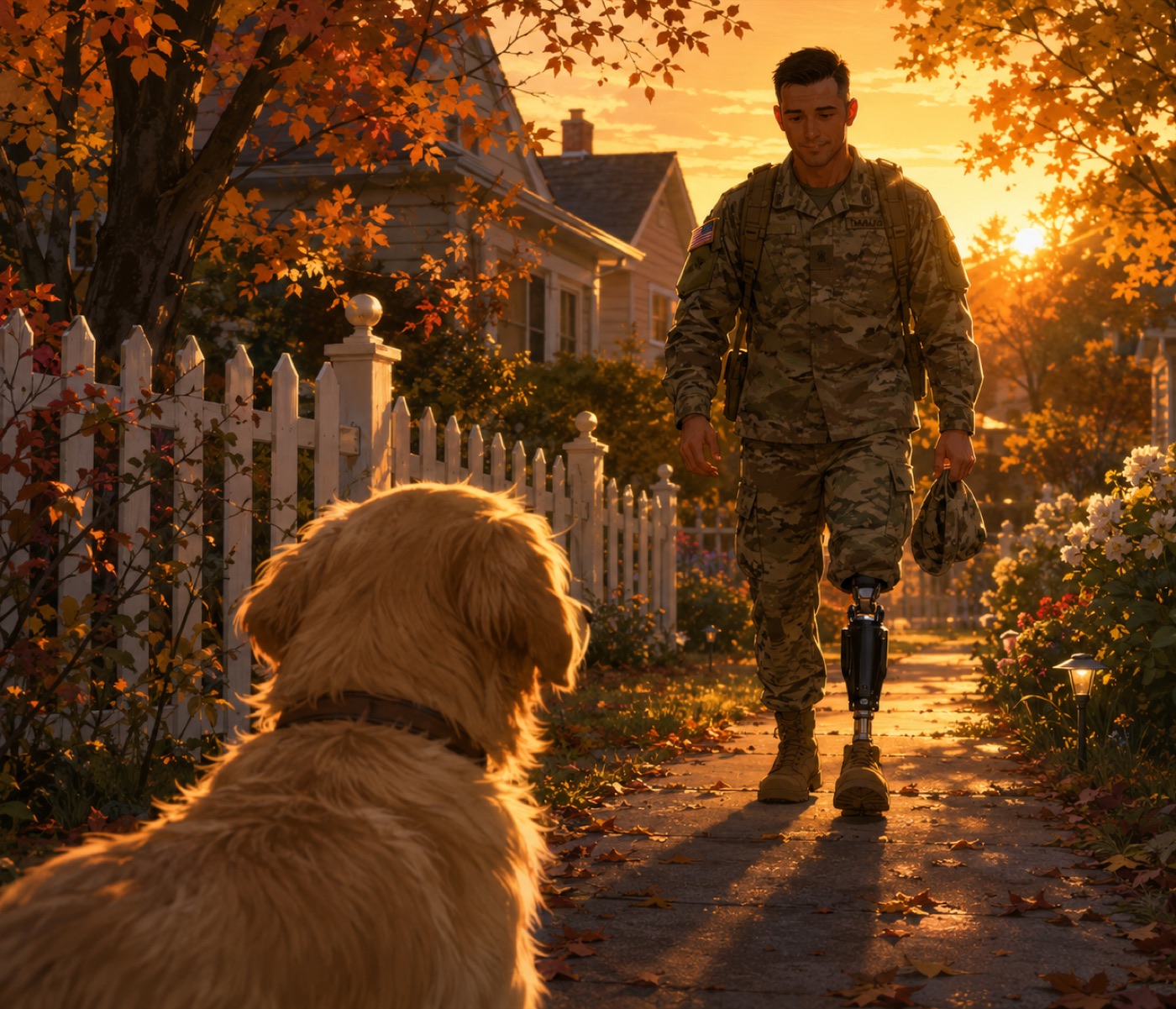 A soldier coming home to their dog